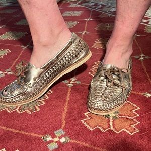 FRYE metallic loafers with laces